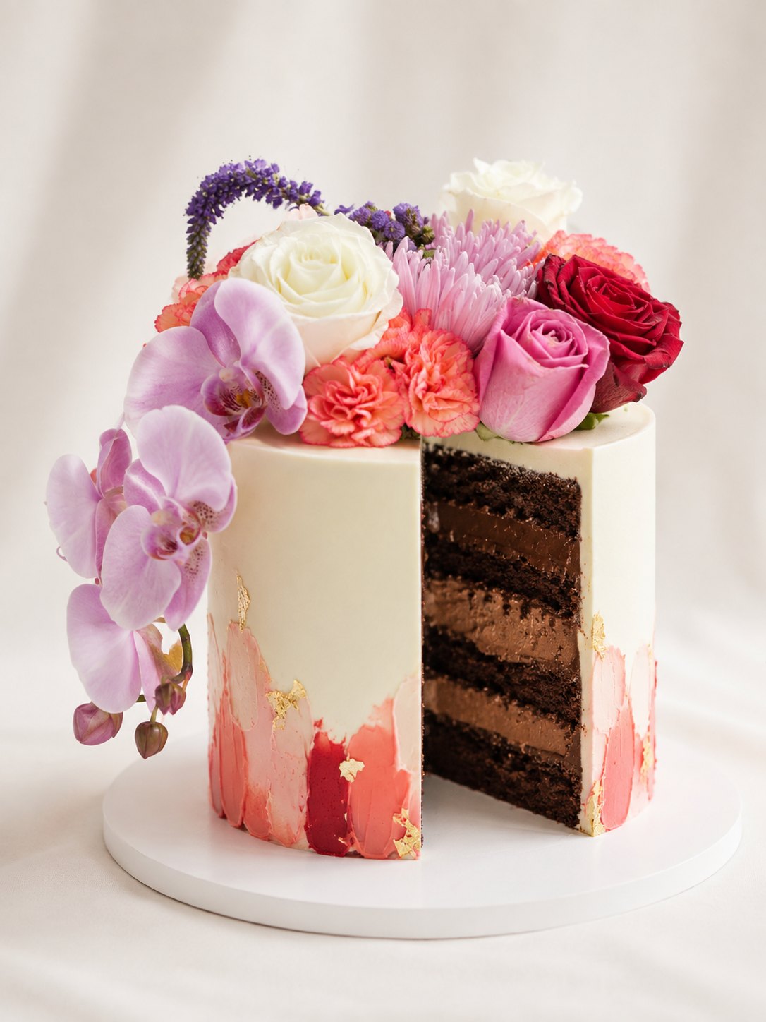 Sage green celebration cake with a gold candle