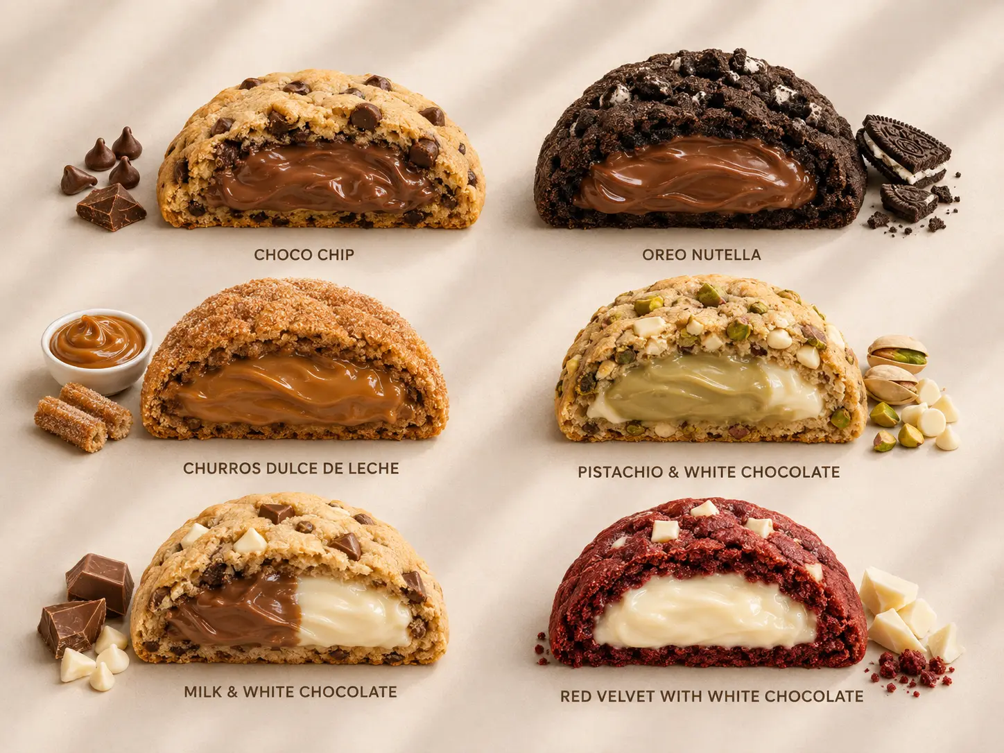 Assorted luxury cookies in ivory sage and blush