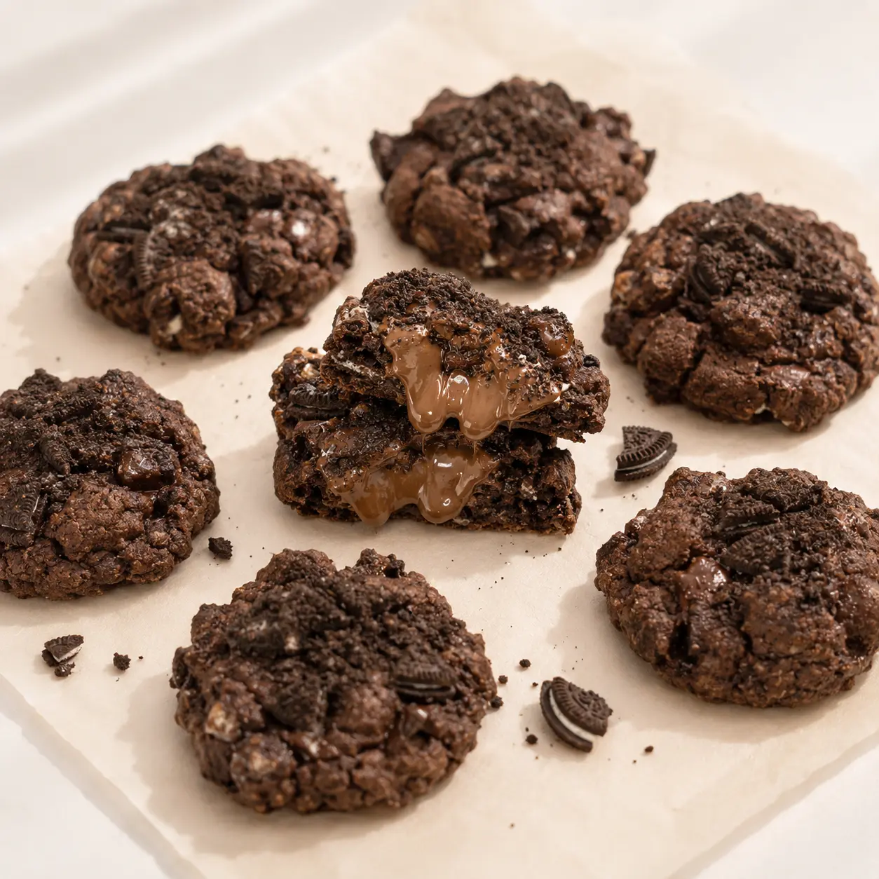 Oreo and Nutella filled chocolate cookies